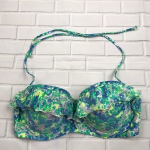 Aerie floral ruffle push-up bikini top